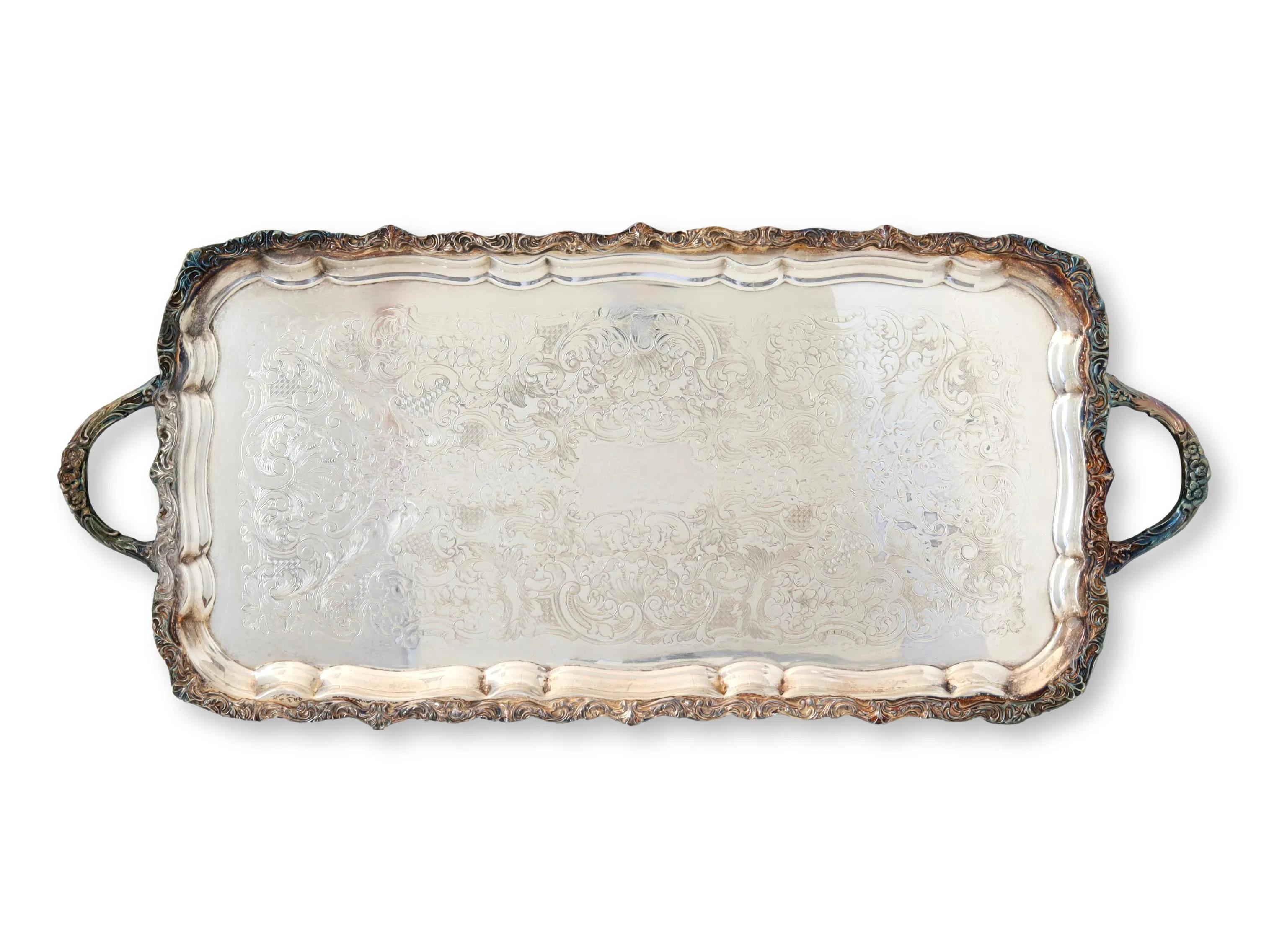 1920s English Silver-Plate Serving Tray