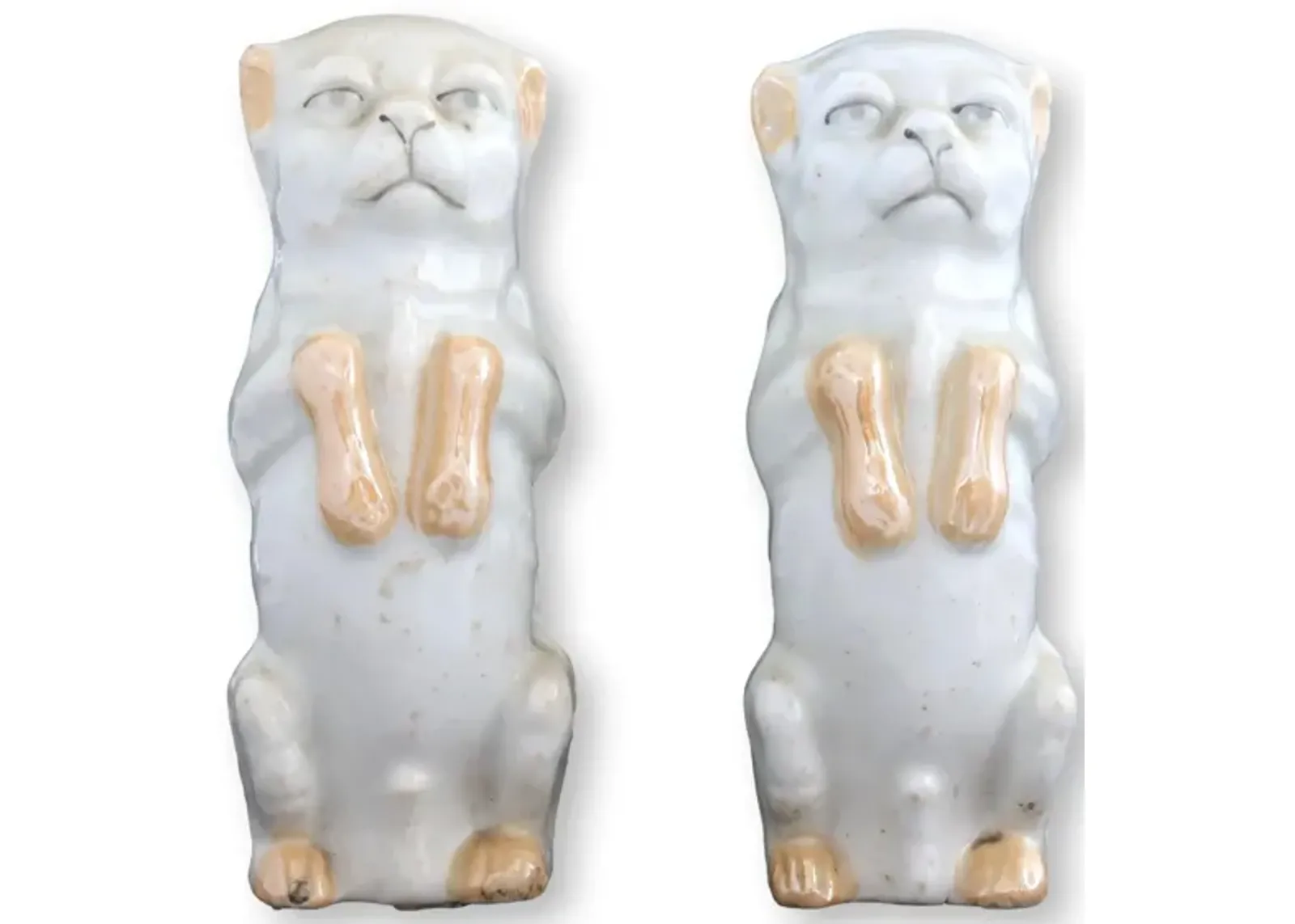 Antique German Porcelain Begging Pugs