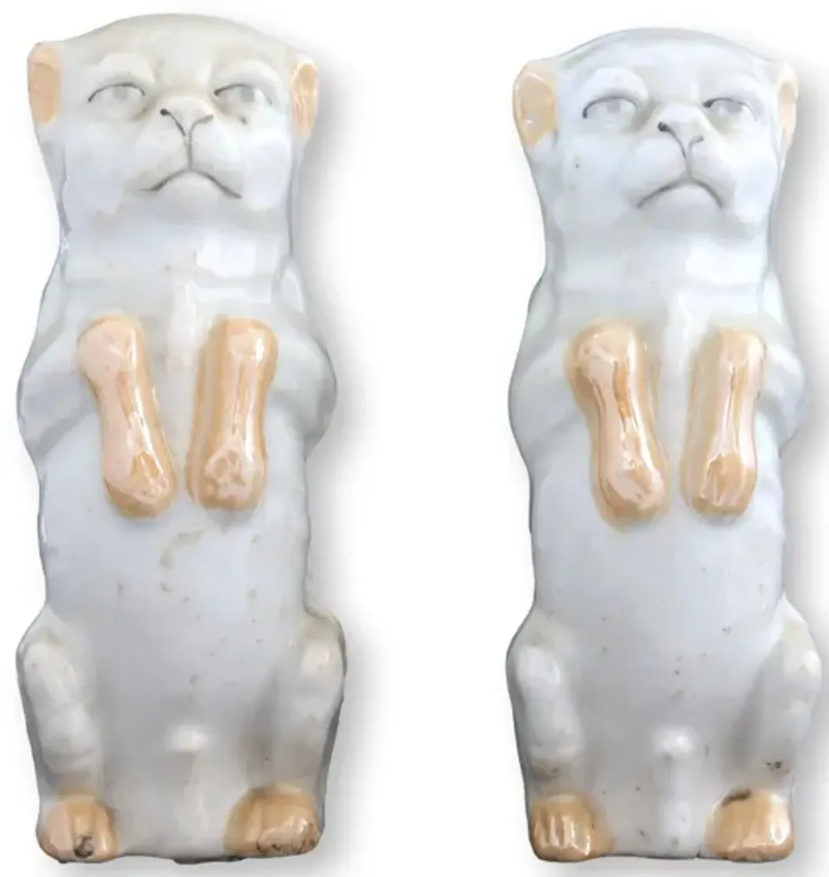 Antique German Porcelain Begging Pugs