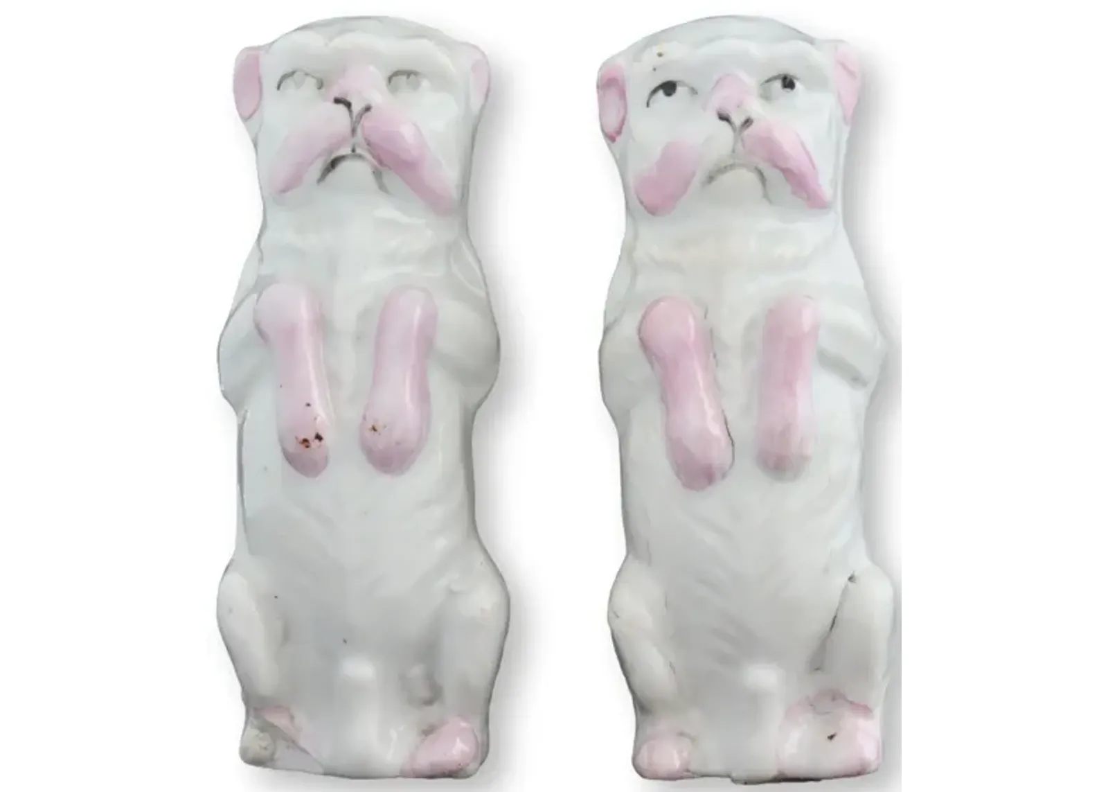 Antique German Porcelain Begging Pugs