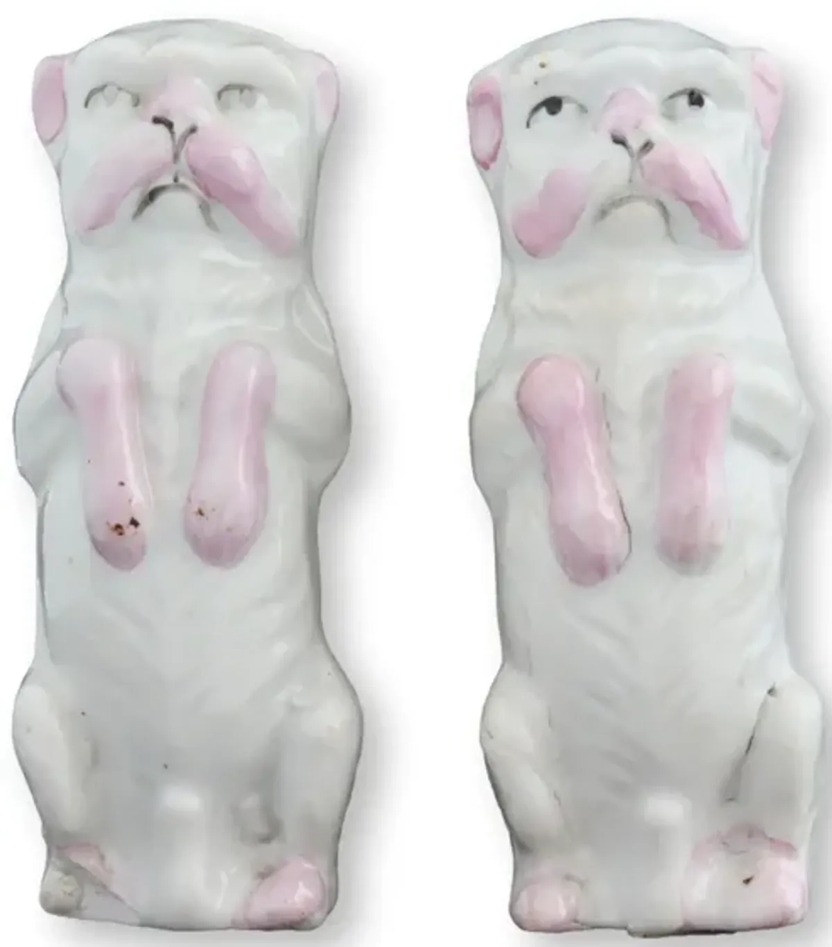 Antique German Porcelain Begging Pugs