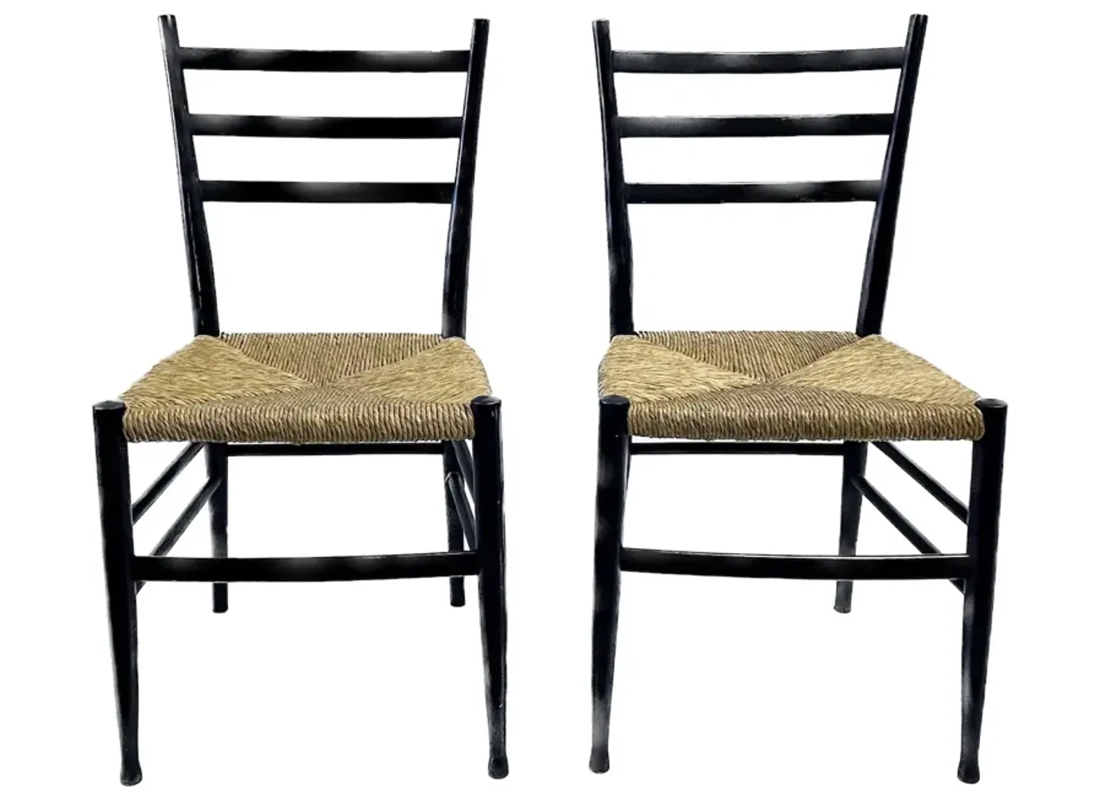 Italian MCM Ladder Back & Hemp Chairs