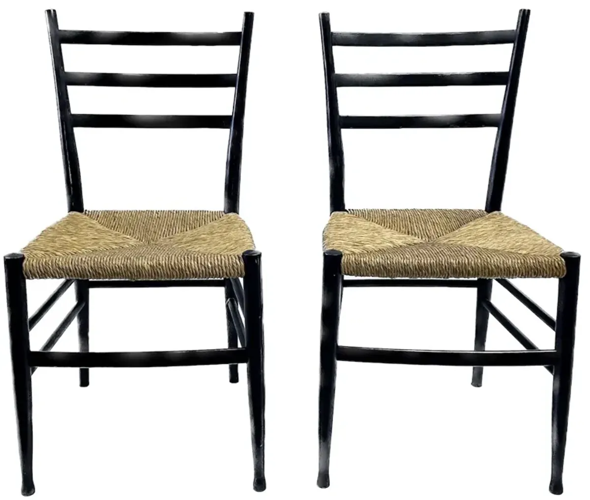 Italian MCM Ladder Back & Hemp Chairs