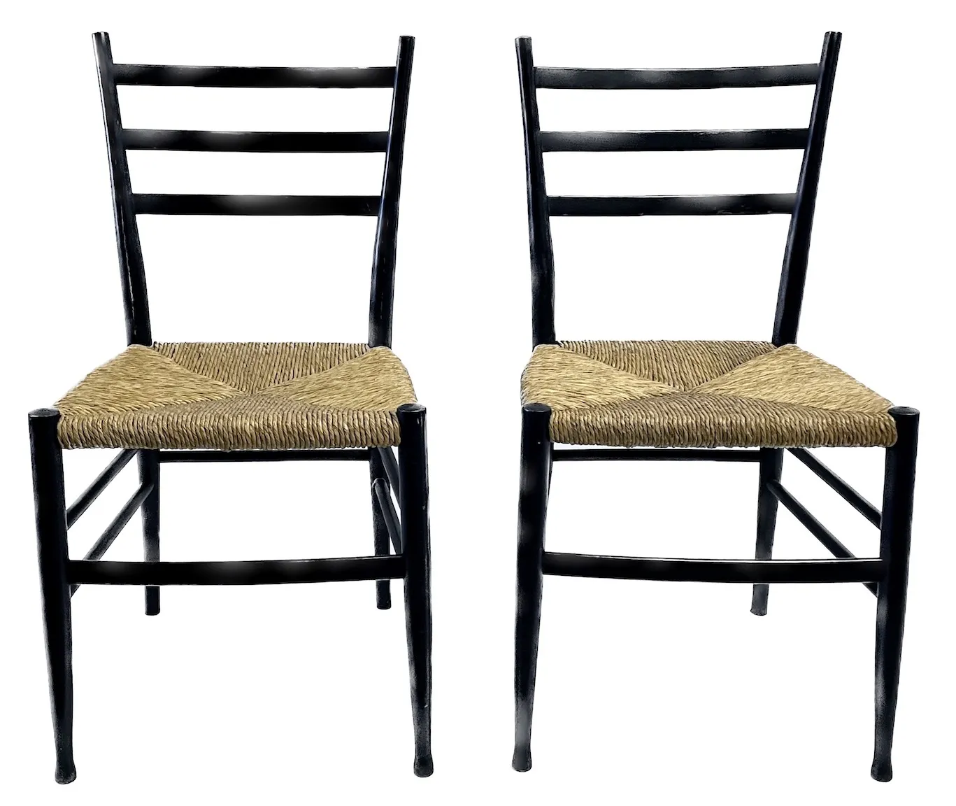 Italian MCM Ladder Back & Hemp Chairs