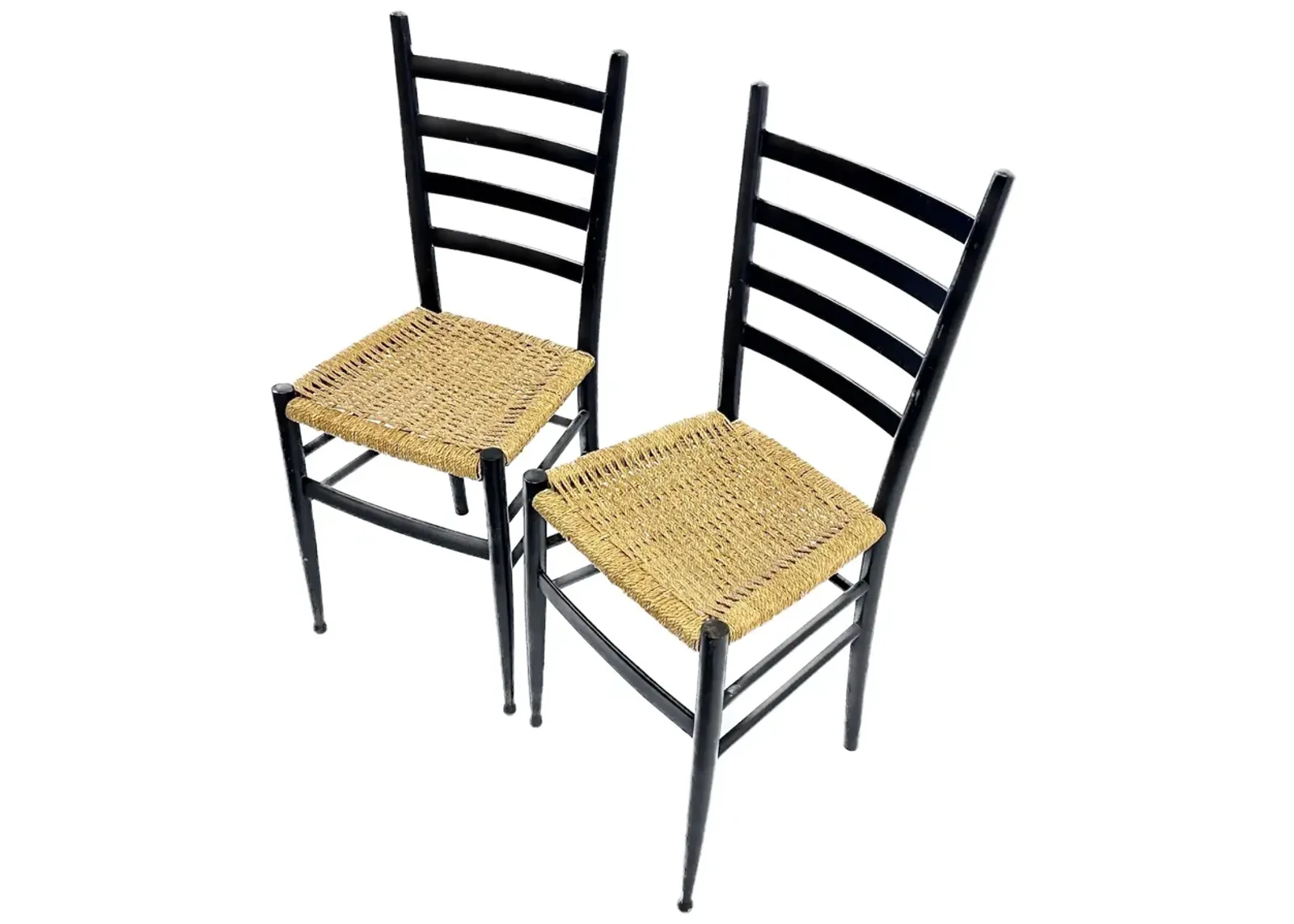 Italian MCM Tall Ladder Back/Hemp Chairs