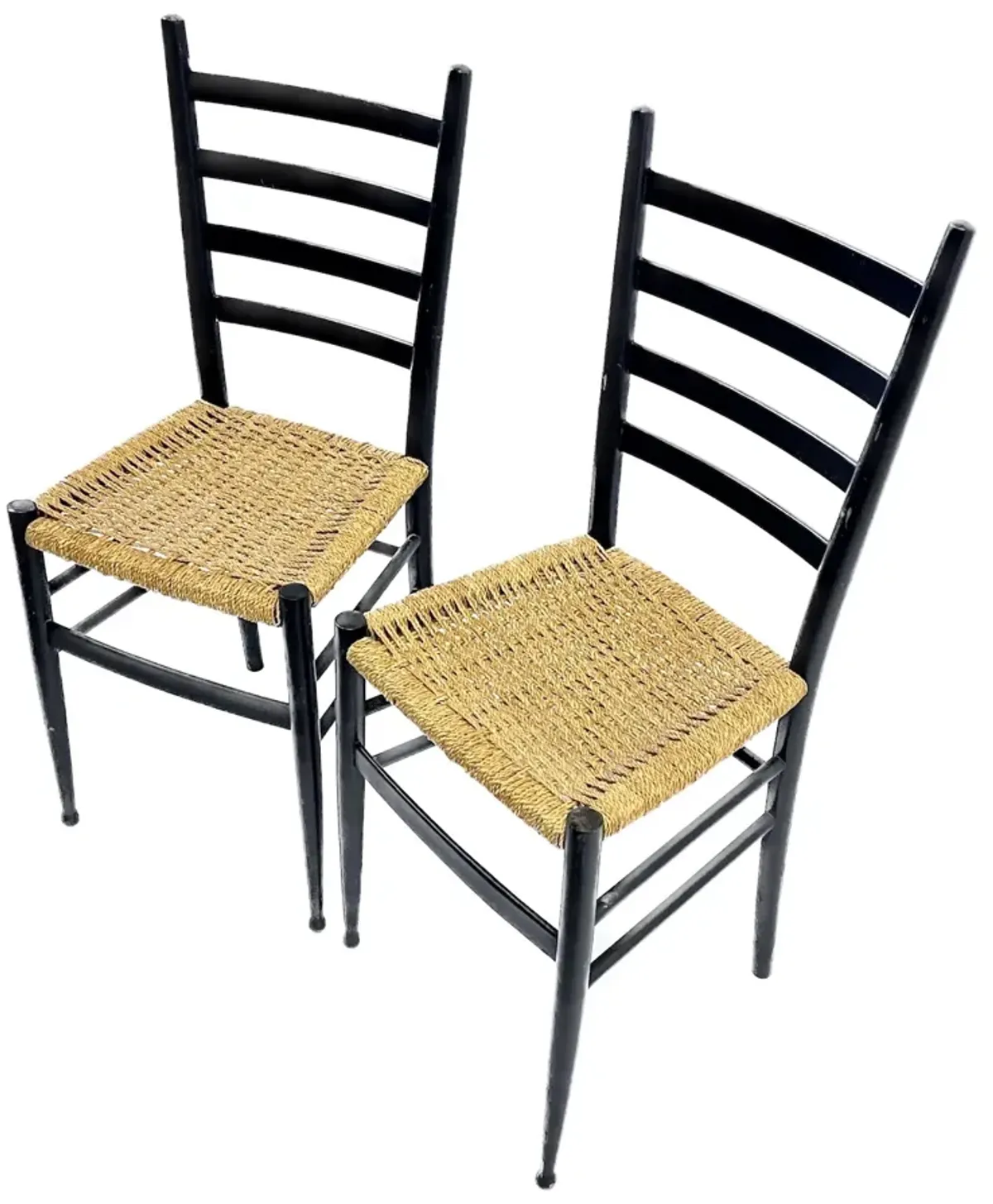 Italian MCM Tall Ladder Back/Hemp Chairs