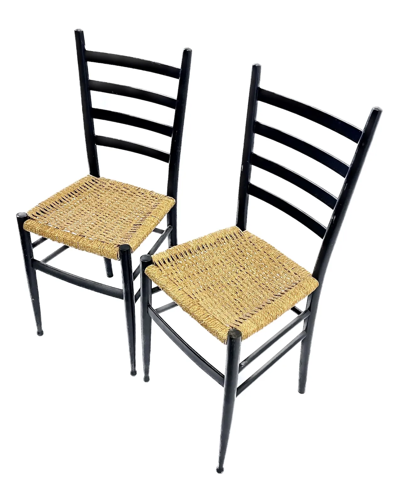 Italian MCM Tall Ladder Back/Hemp Chairs