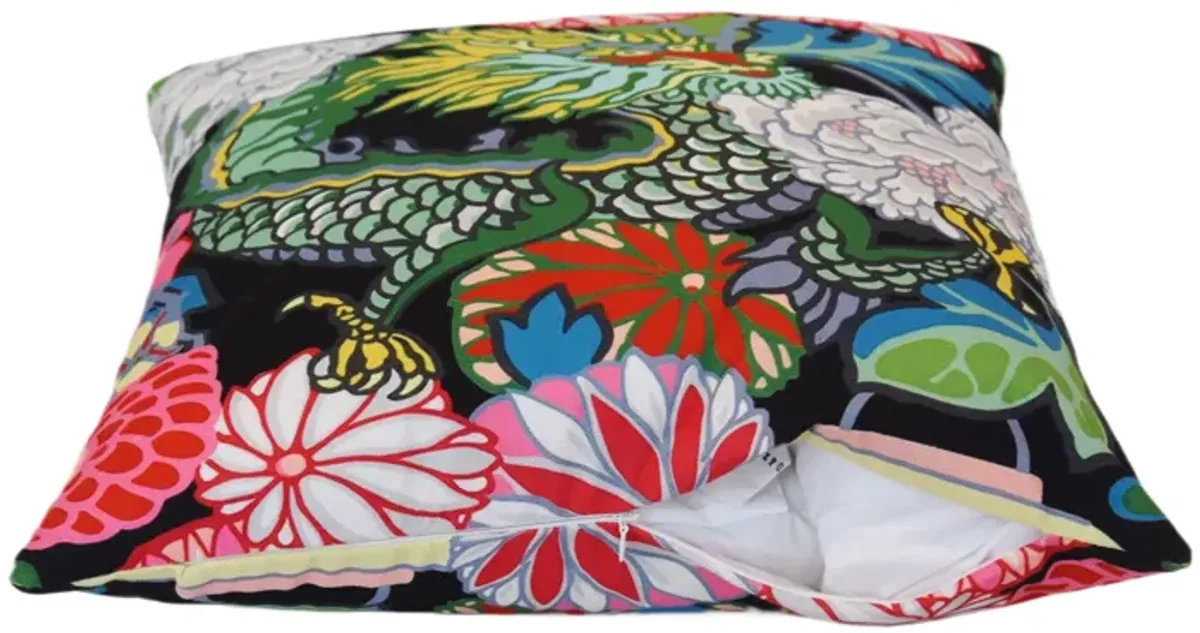 Chinoiserie Asian Dragon Floral Pillow