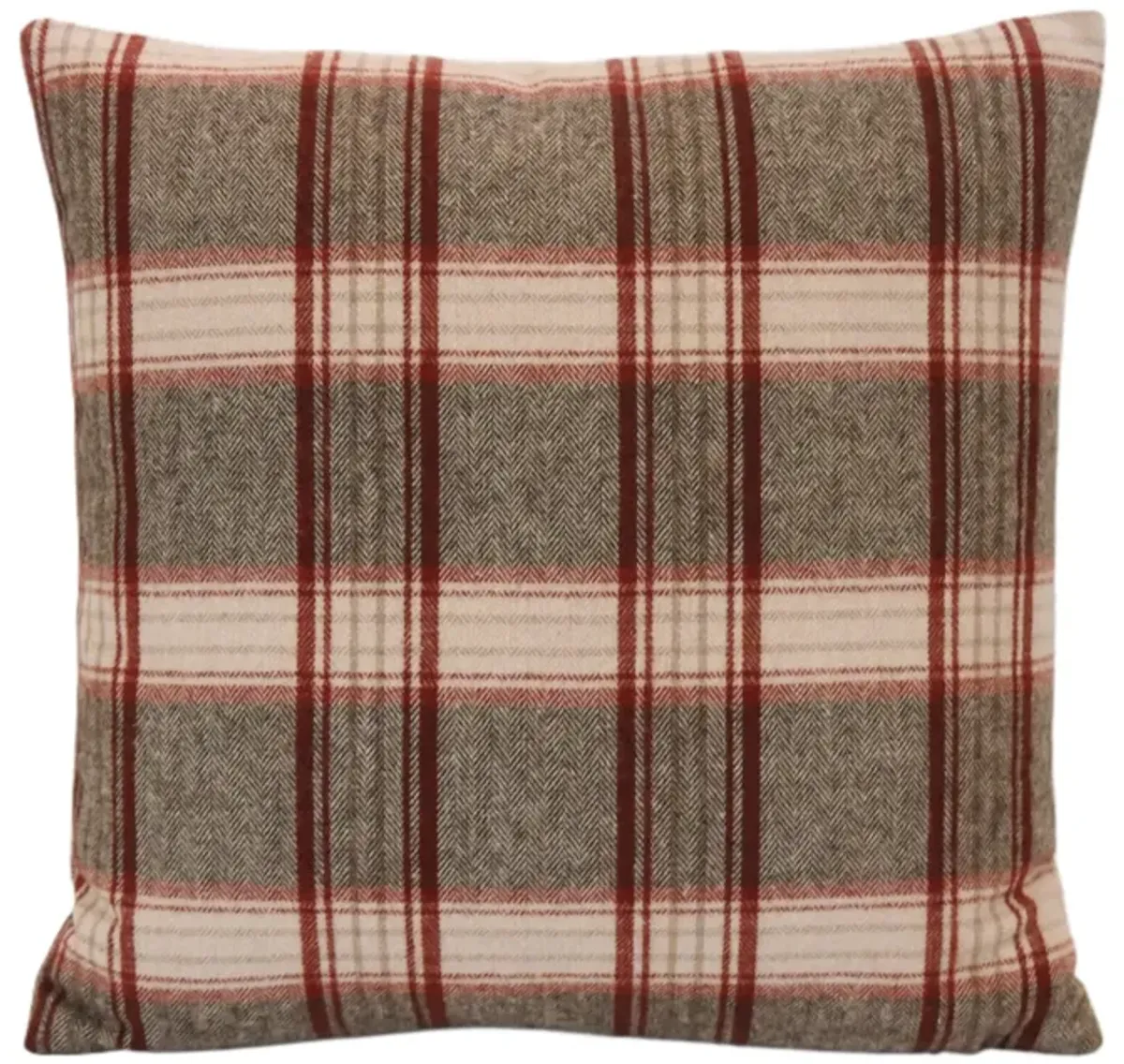 Red & Cream English Plaid Tartan Pillow