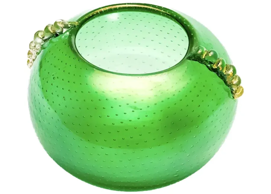 Seguso Green Bullicante Glass Vase