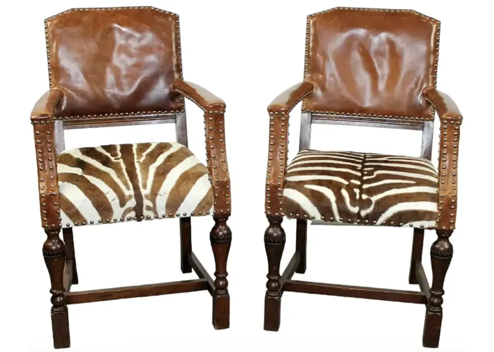 English Leather & Zebra Armchairs - PR