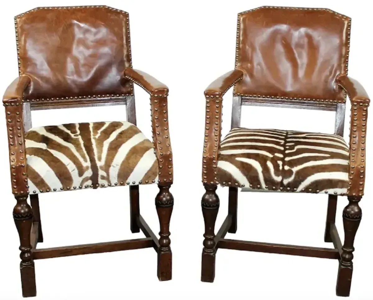 English Leather & Zebra Armchairs - PR