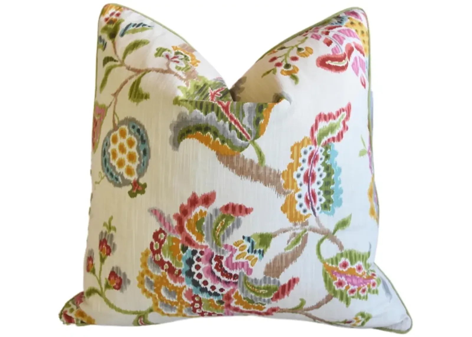 Colorful Botanical Floral Linen Pillow