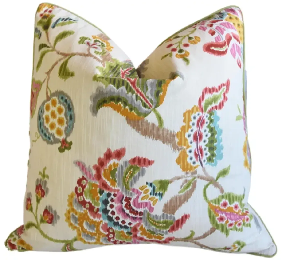 Colorful Botanical Floral Linen Pillow