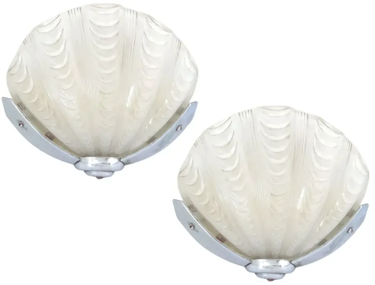 Midcentury Art Deco Style Wall Sconces - The Queens Landing - white
