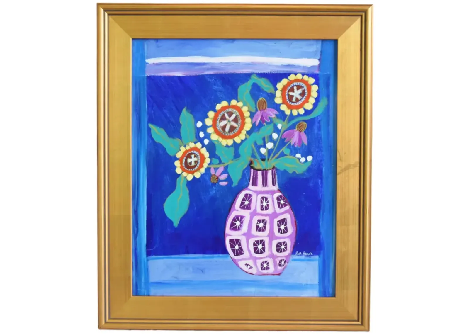 Colorful Bouquet Flowers Vase Painting