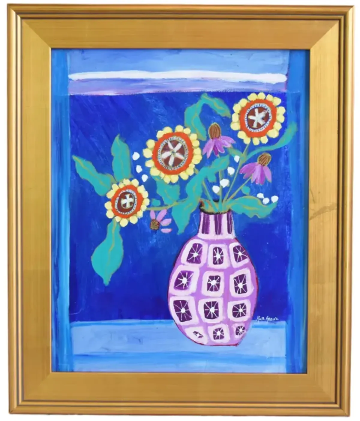 Colorful Bouquet Flowers Vase Painting