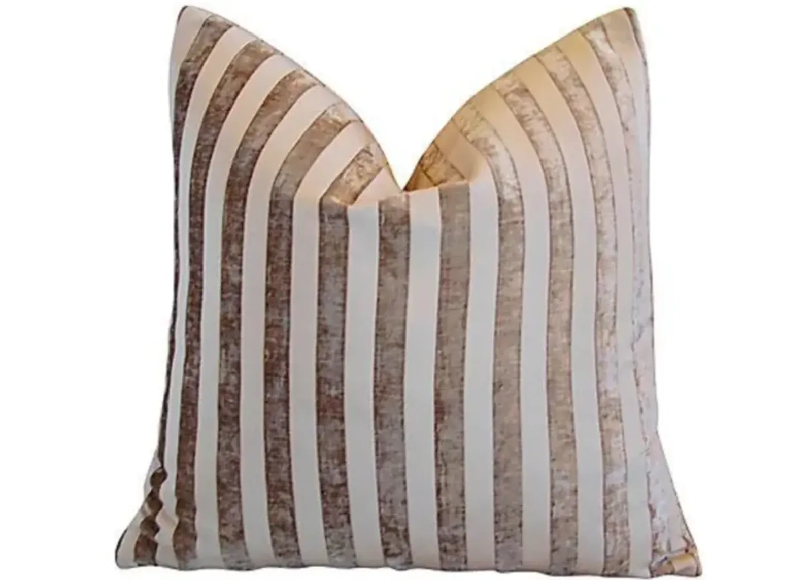 French Fawn Cream Velvet Striped Pillow