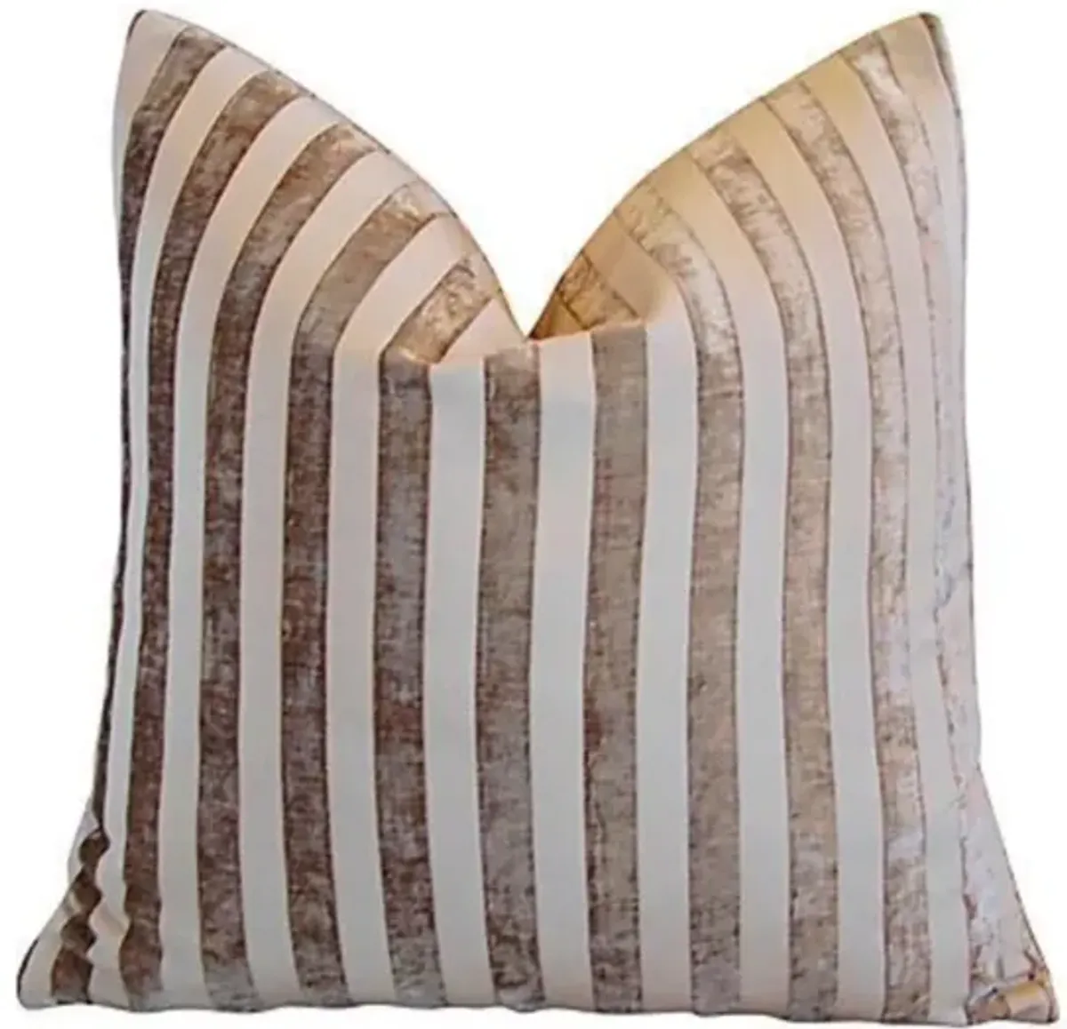 French Fawn Cream Velvet Striped Pillow