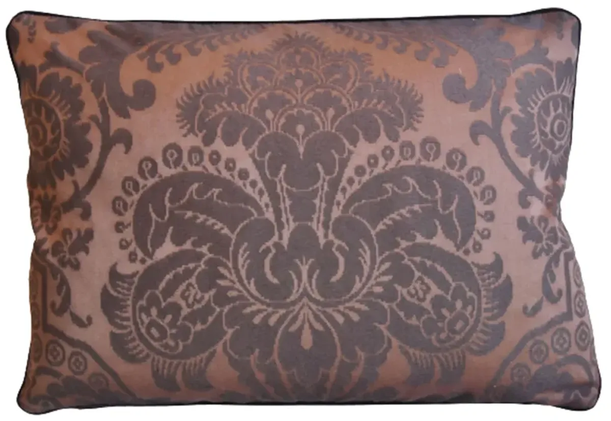 Lee Jofa Brown Plum Silk Damask Pillow