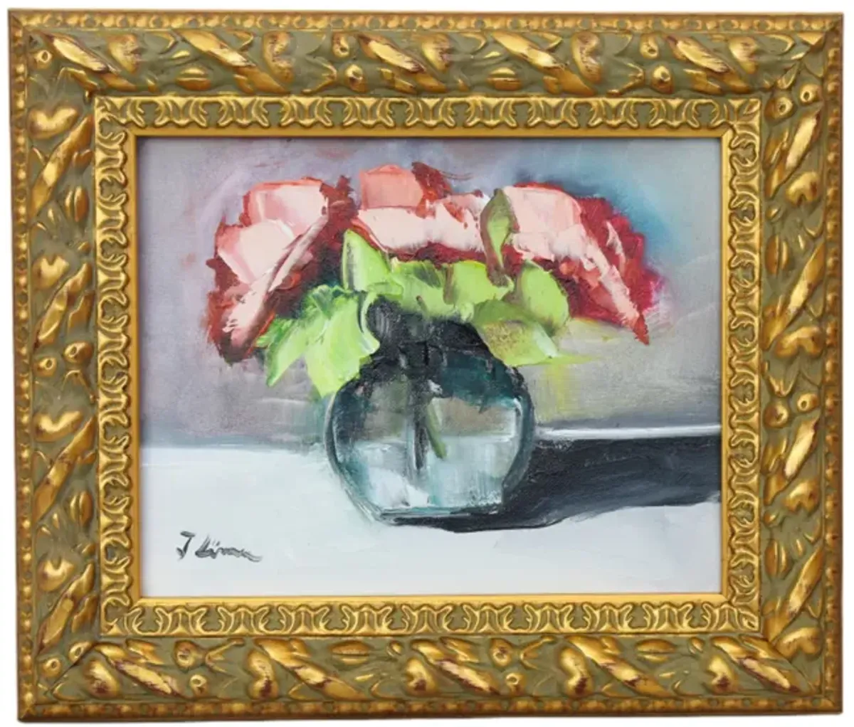 Pink & Red Bouquet Flowers Painting