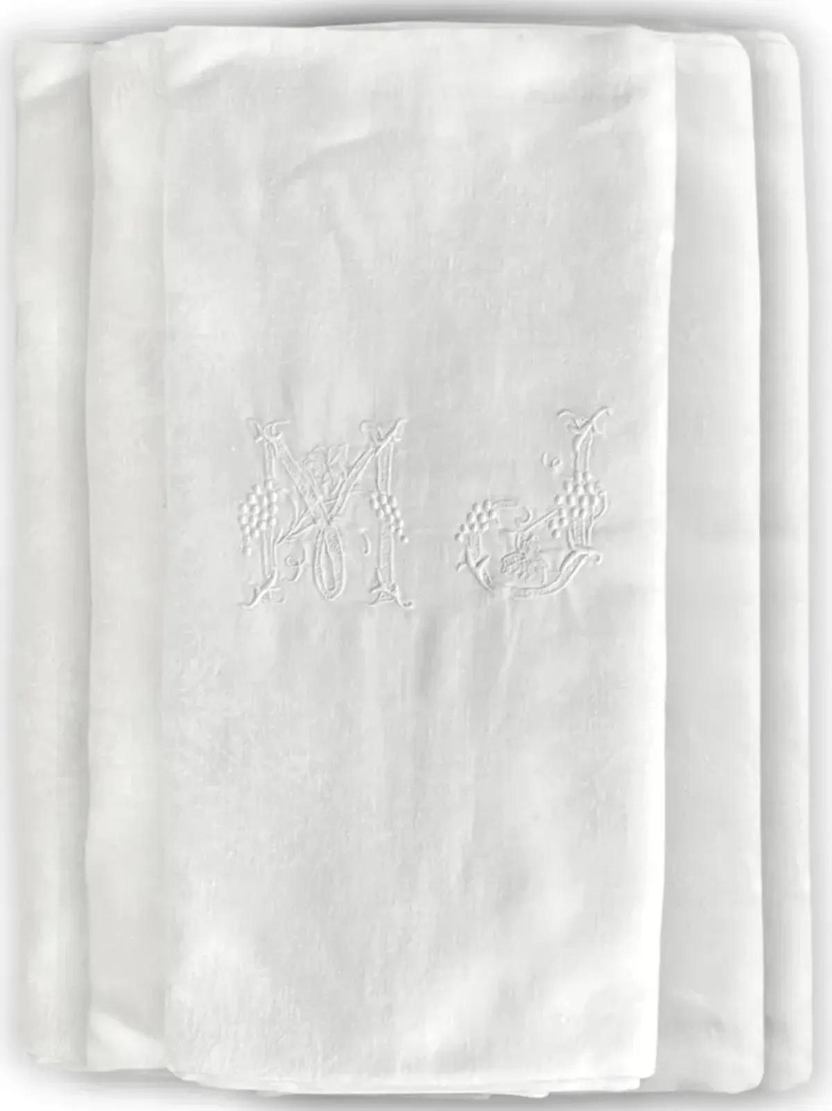 88" French Damask"MJ" or "PW" Tablecloth - White