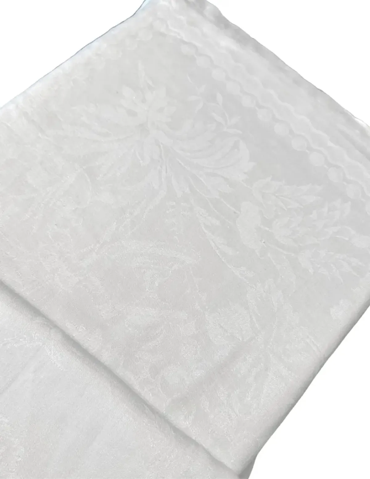 88" French Damask"MJ" or "PW" Tablecloth - White