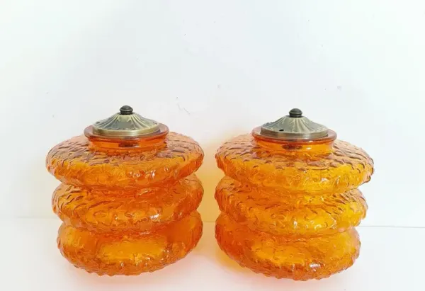 Orange Glass Hanging Lights - Set of 2