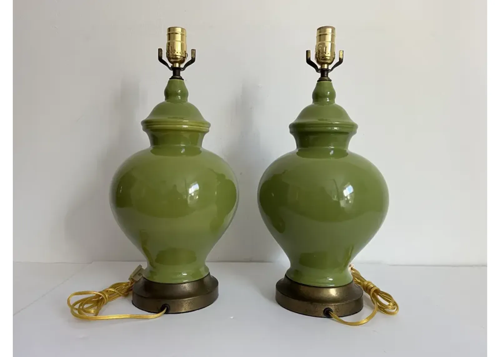 Green Ceramic Ginger jar Lamps - Set of 2