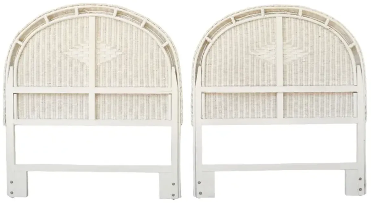 Twin Rattan Headboards - a Pair - White