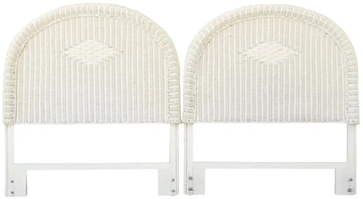 Twin Rattan Headboards - a Pair - White