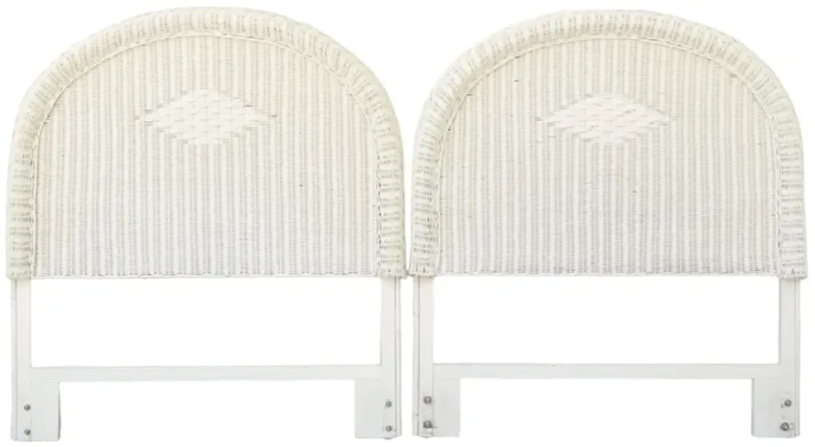 Twin Rattan Headboards - a Pair - White