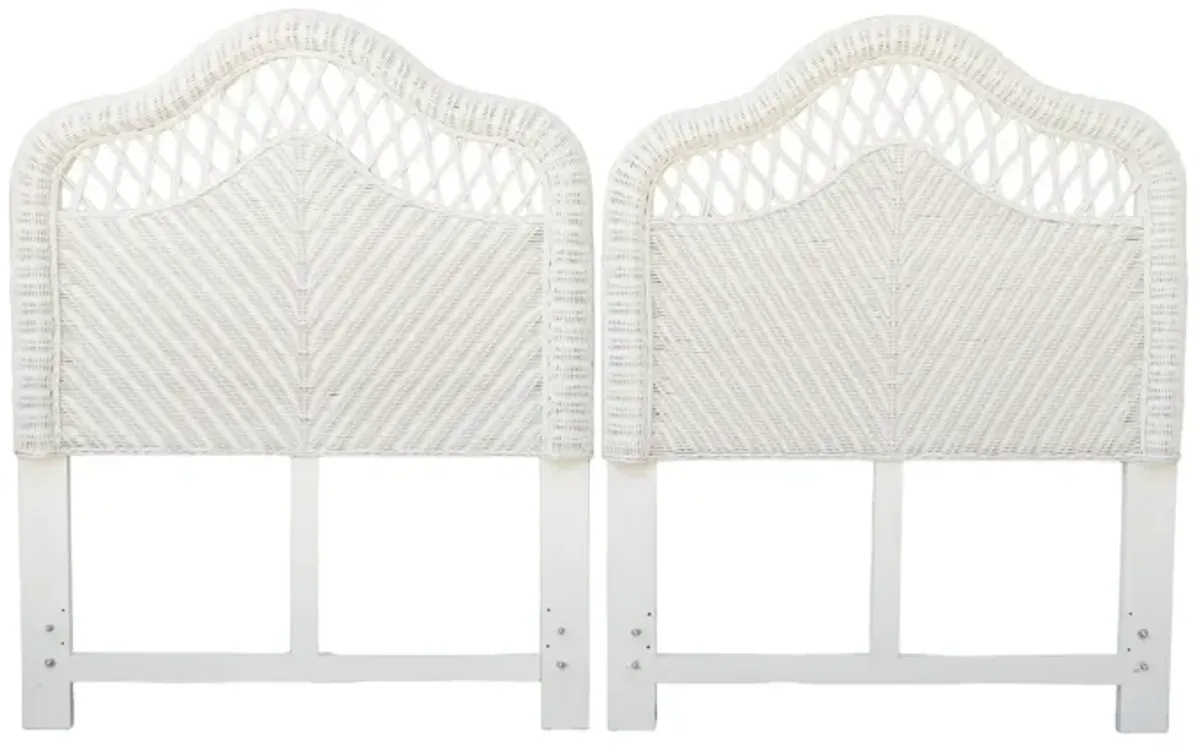 Twin Camelback Rattan Headboards - Pair - White