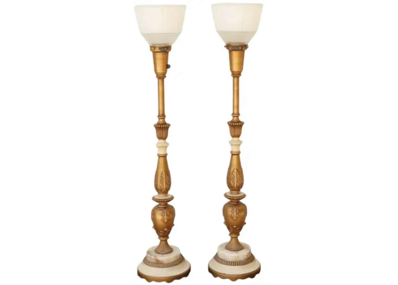 Rembrandt Torchiere Table Lamps - a Pair - Gold