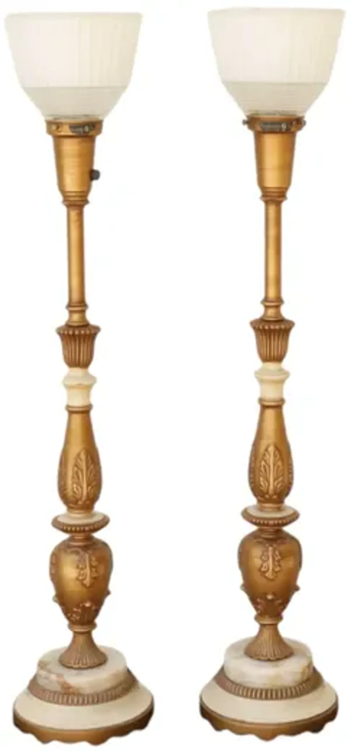 Rembrandt Torchiere Table Lamps - a Pair - Gold