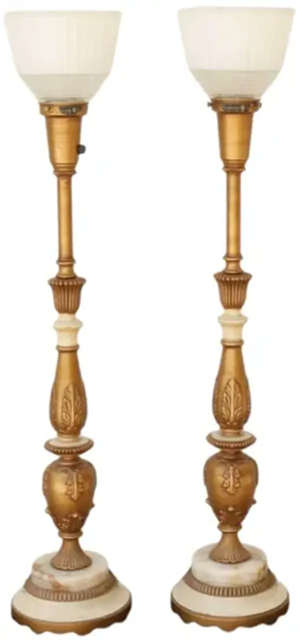 Rembrandt Torchiere Table Lamps - a Pair - Interesting Things - Gold