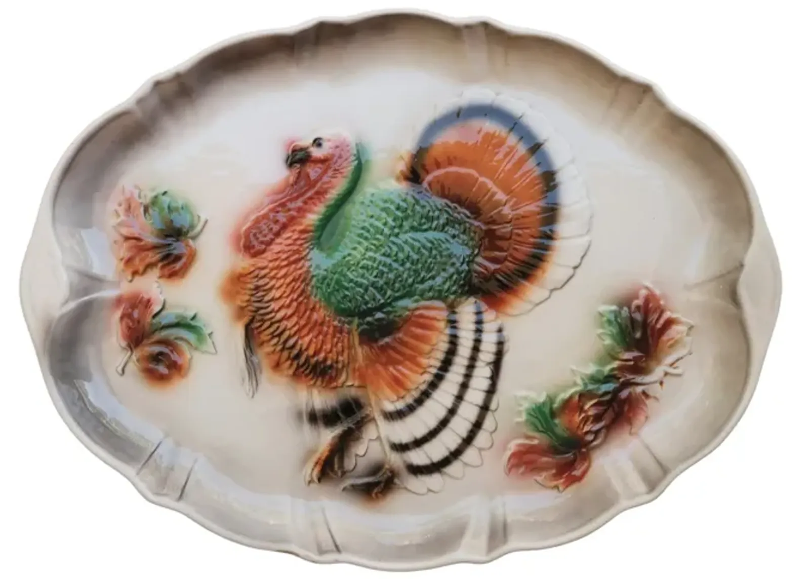 1958 Lane & Co Ceramic Turkey Platter - Brown