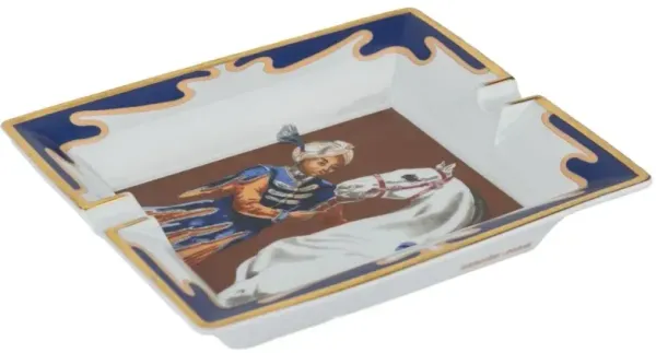 Herm s Cheval Turc Porcelaine Ashtray - Vintage Lux - Blue
