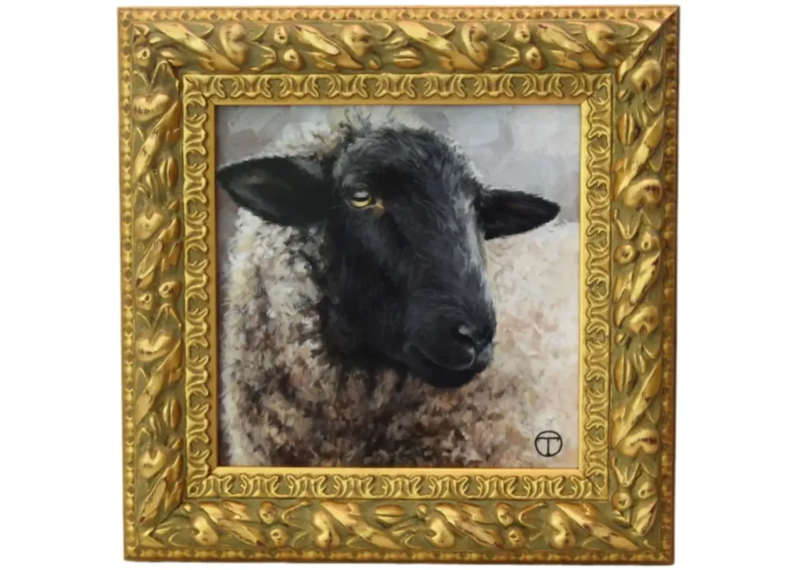 Farmhouse Suffolk Sheep Oil Painting