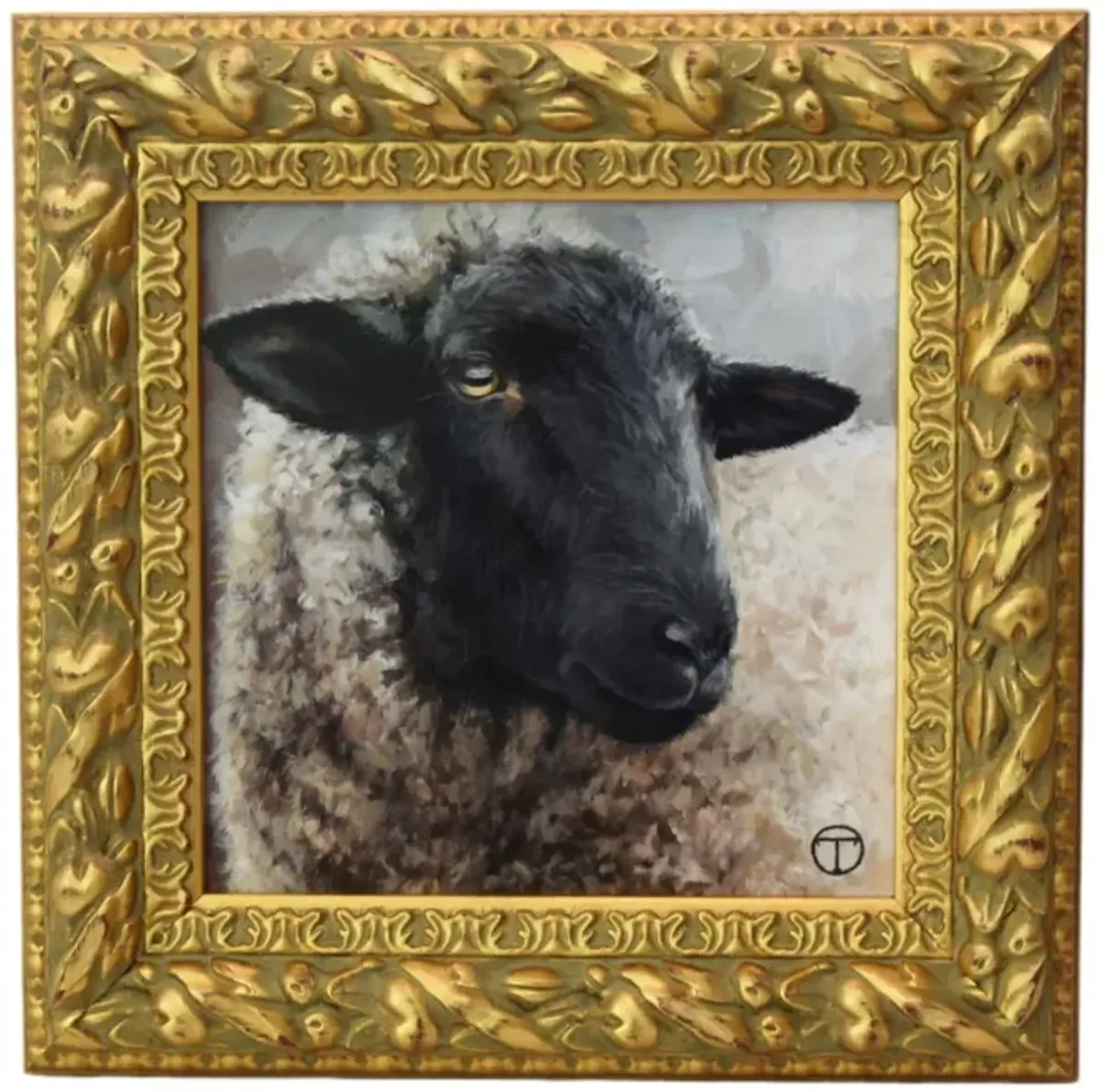 Farmhouse Suffolk Sheep Oil Painting