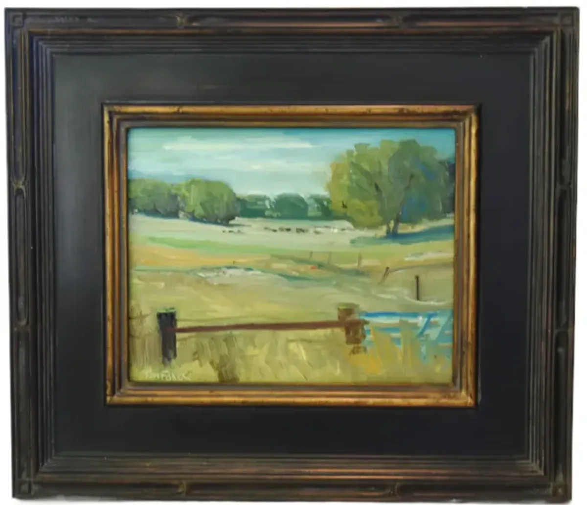 Grazing Cattle Wooded Landscape Painting