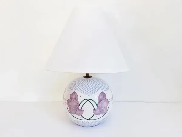 French Floral Ball Lamp w/Shade