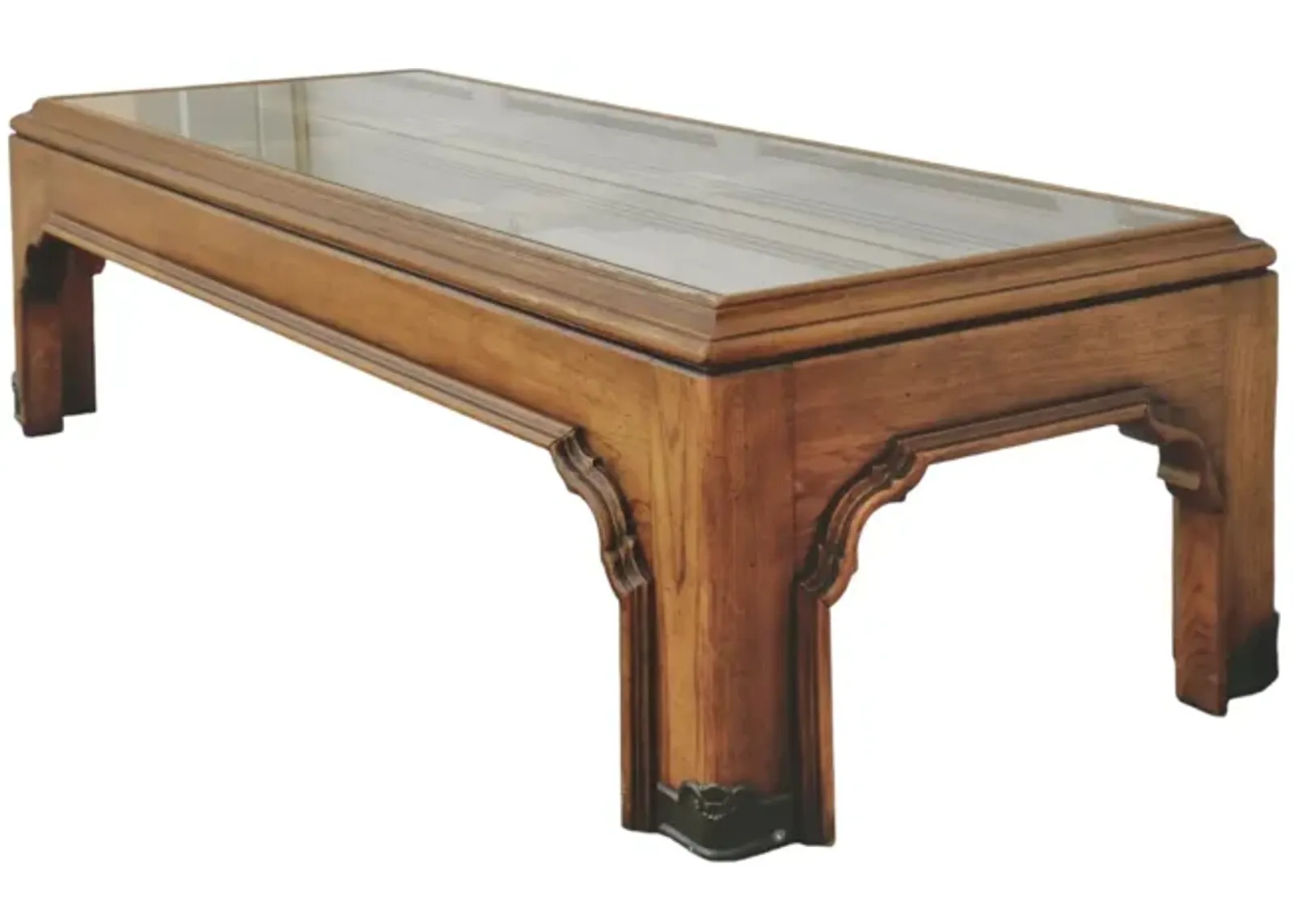 Drexel Attributed Glass Top Coffee Table - Brown