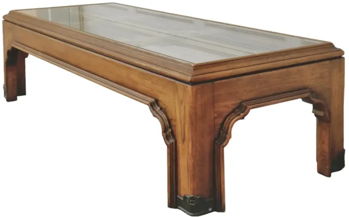 Drexel Attributed Glass Top Coffee Table - Brown