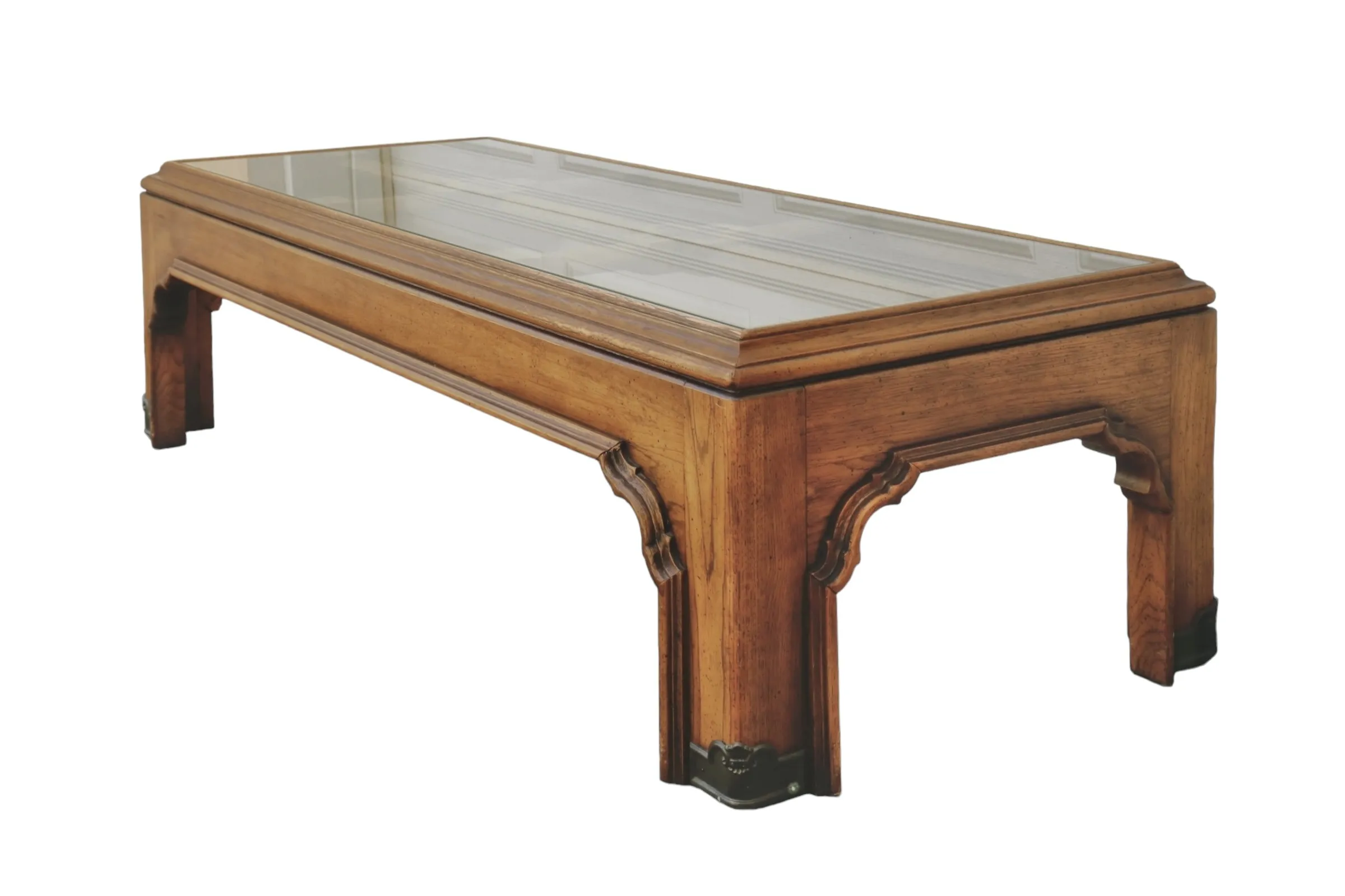 Drexel Attributed Glass Top Coffee Table - Brown