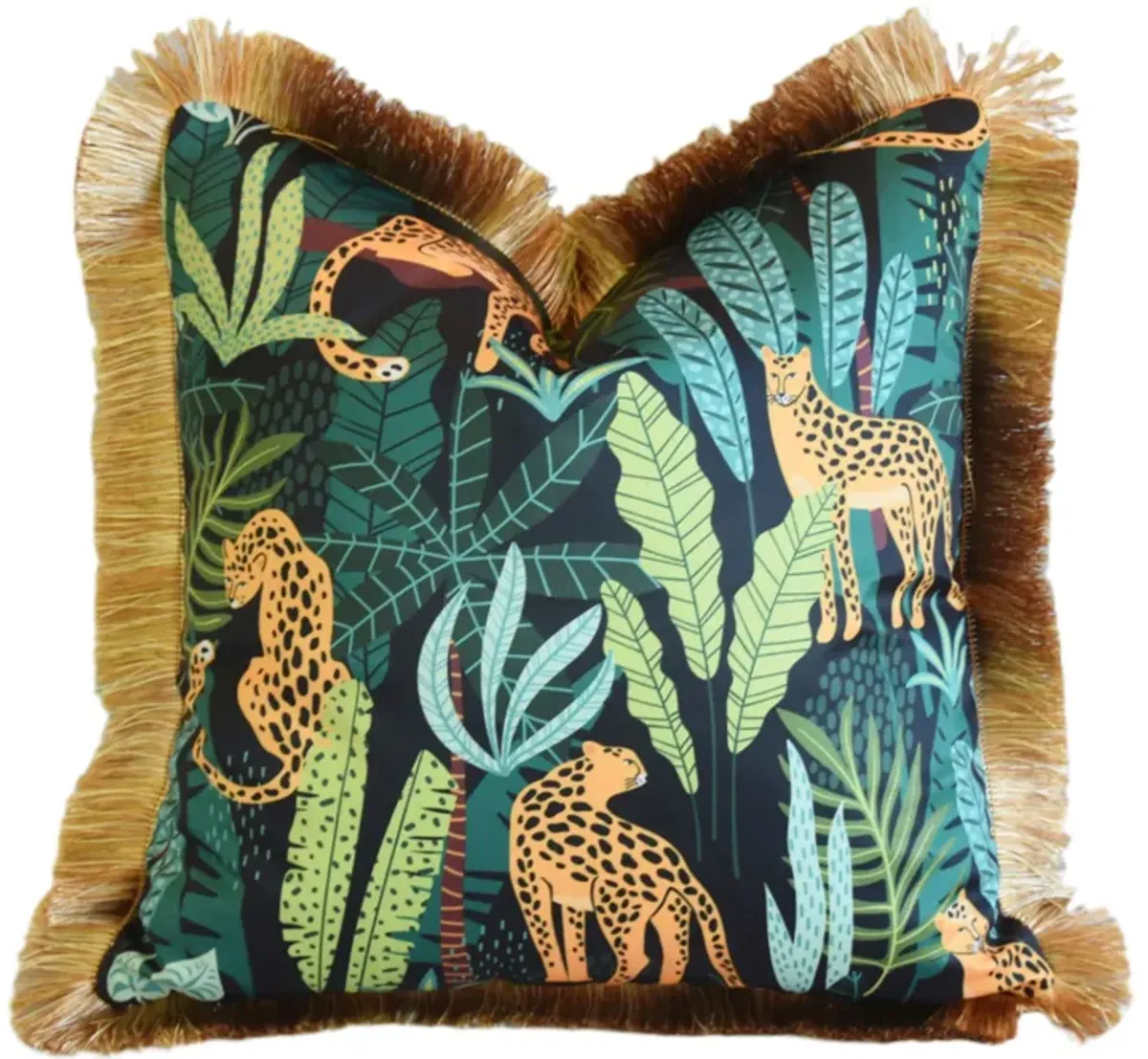 Cheetah Cat Botanical Jungle Pillow