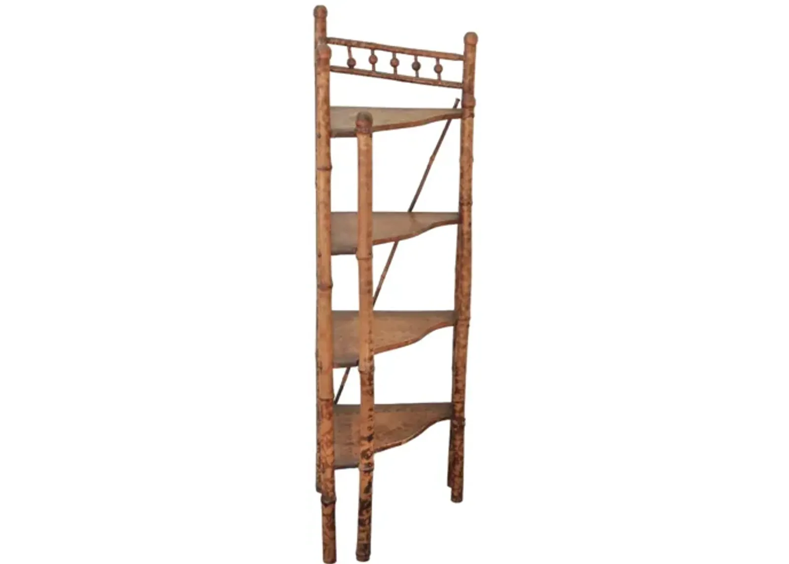 Antique Bamboo Corner Etagere