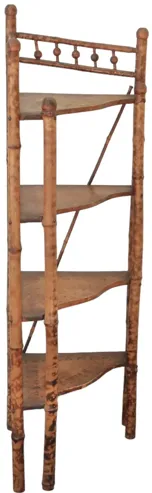 Antique Bamboo Corner Etagere