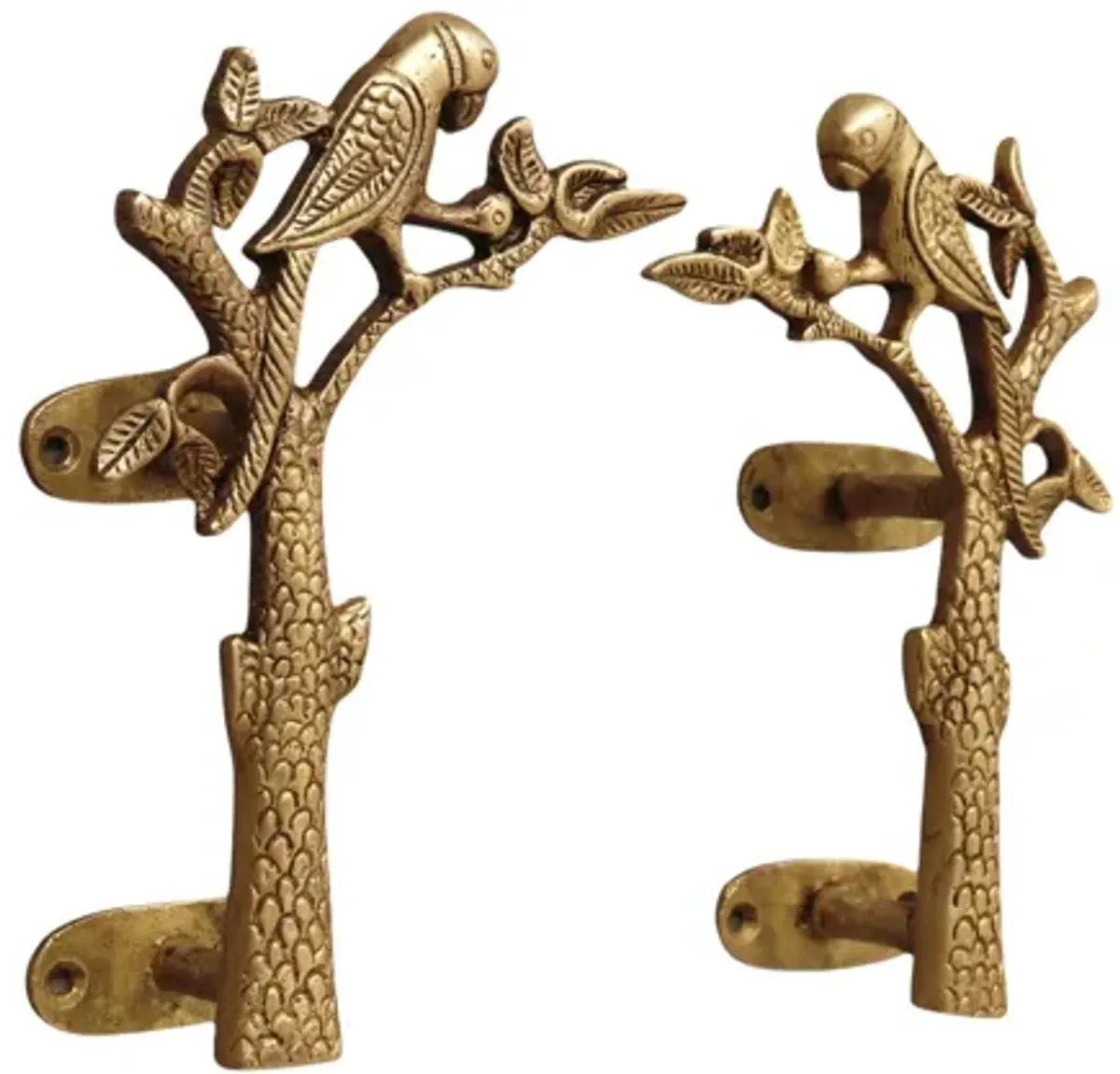 Gold Brass Parakeet Branch Door Handles