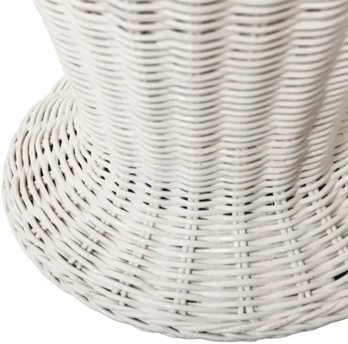 1970’s White Wicker Scalloped Table Lamp - Interesting Things